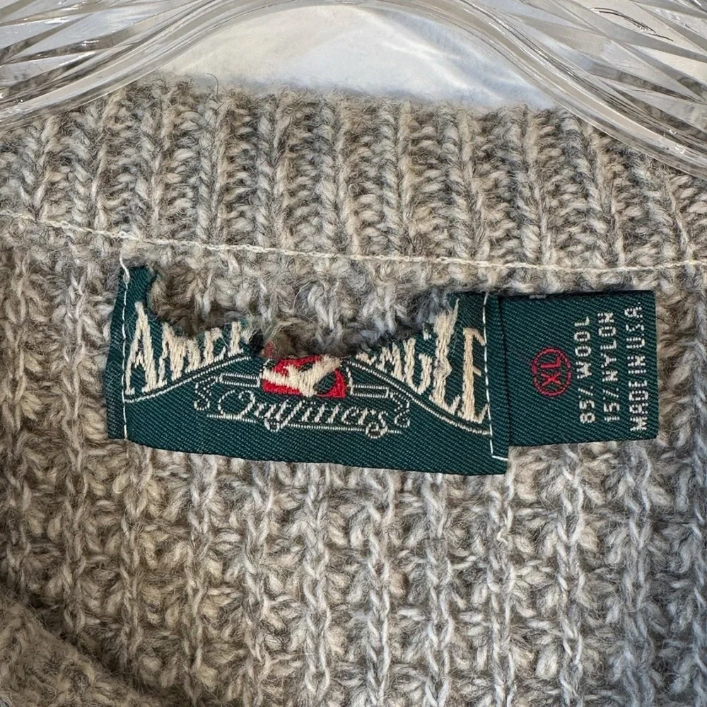 Vintage American Eagle Wool Blend Striped Waffle Knit‎ Sweater Mens XL Grey USA